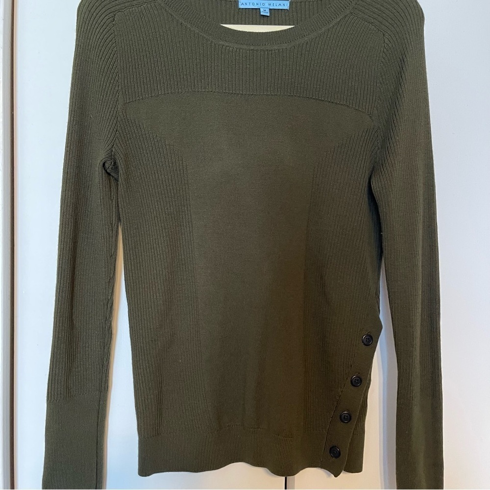 Antonio Milano 100% Wool Sweater Size Medium Olive Green
